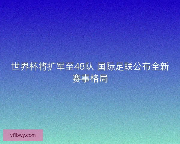 世界杯将扩军至48队 国际足联公布全新赛事格局